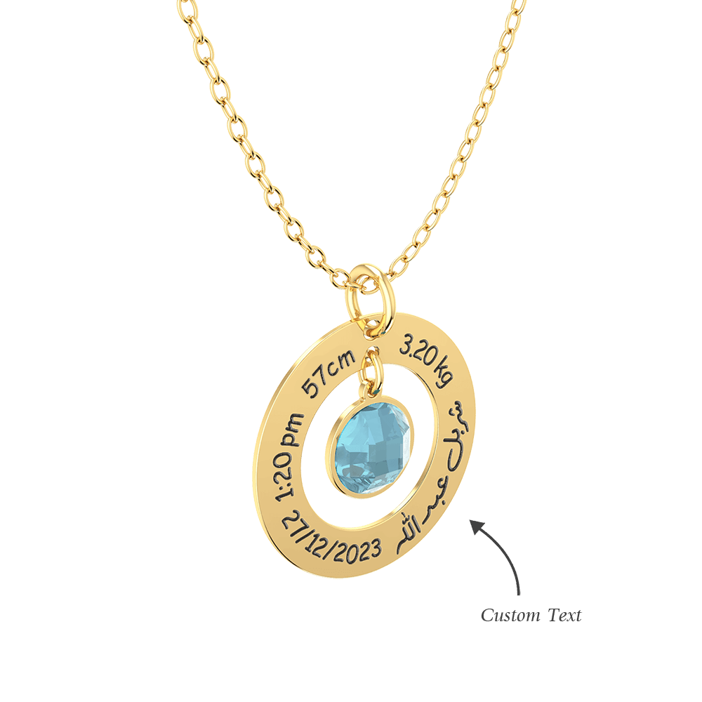 Round Pendant Birthstone Necklace