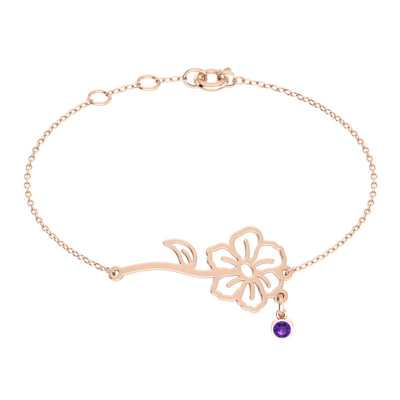 Birth Flower Birthstone Gold 18K Bracelet