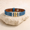 Aqua Blue Leather Plates Bracelet