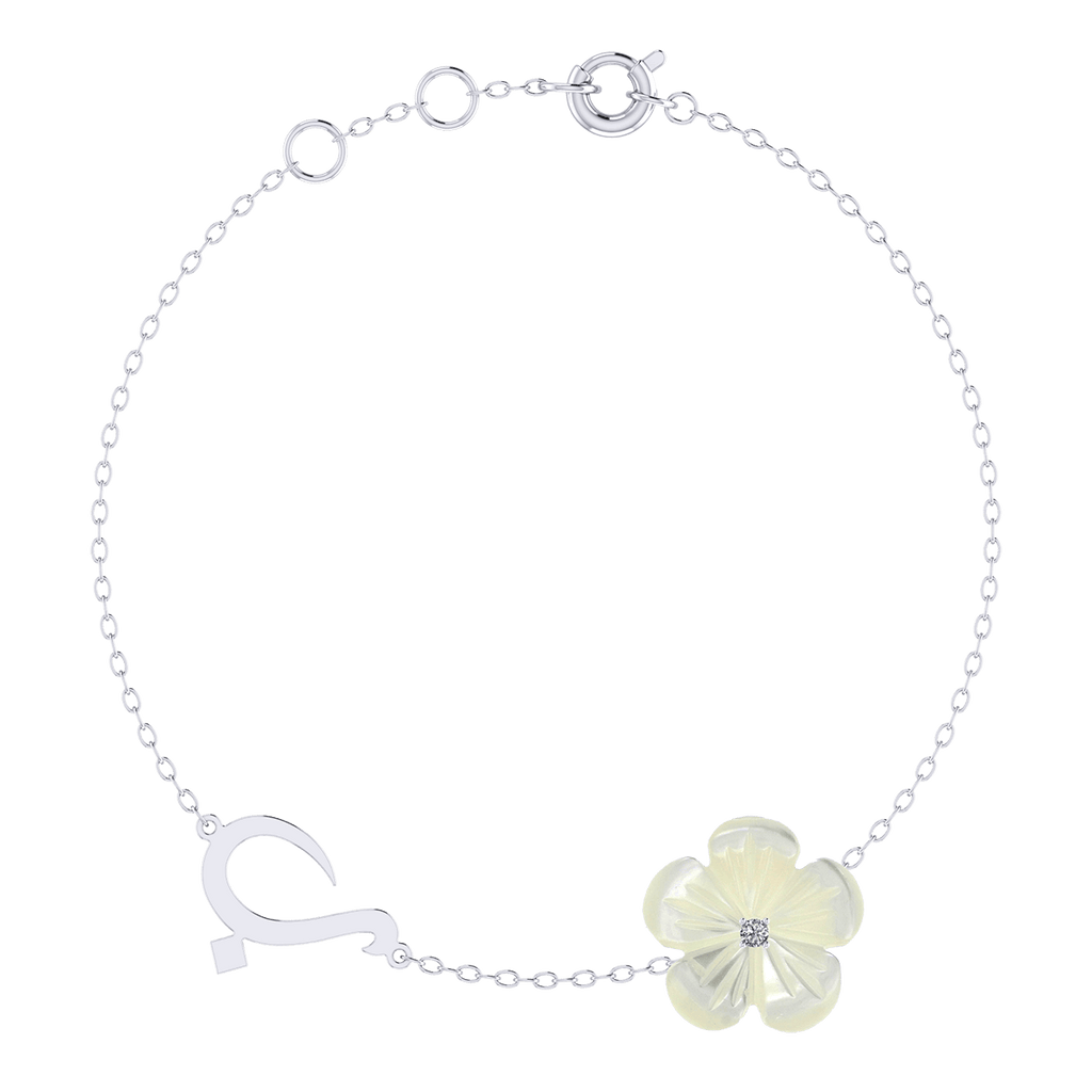 Arabic Initial Pearl Flower Bracelet