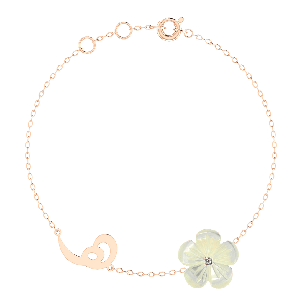 Arabic Initial Pearl Flower Bracelet