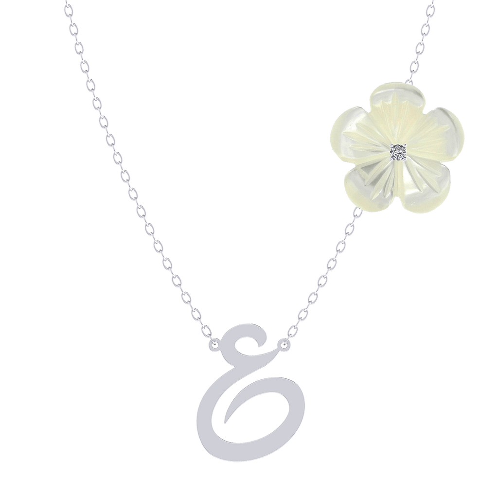 Arabic Initial Pearl Flower Necklace
