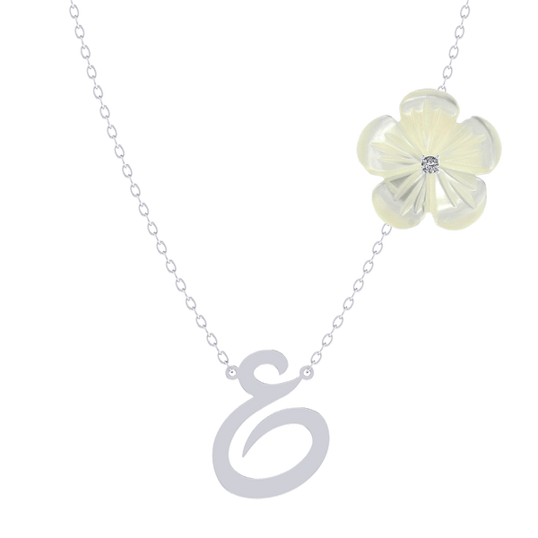 Arabic Initial Pearl Flower Gold 18K Necklace