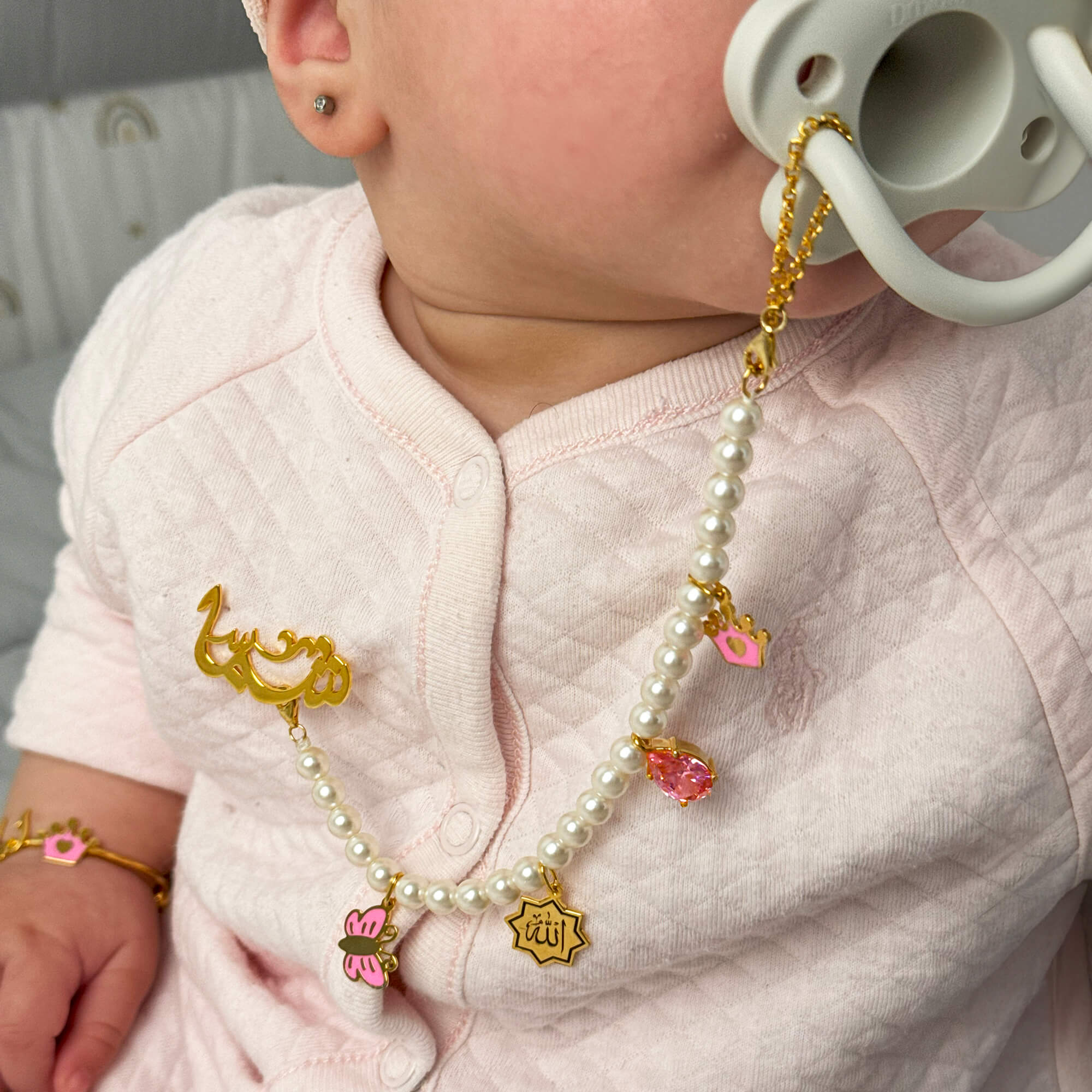 Baby Name Brooch Pacifier Holder