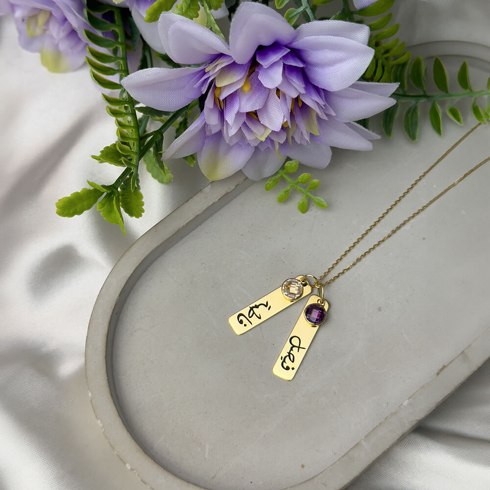 Flat Bar Birthstone Necklace