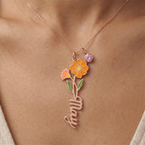 Birth Flower Name Enamel Necklace