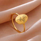 Birth Flower Oval Ring