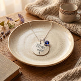 Birth Flower Round Pendant Necklace
