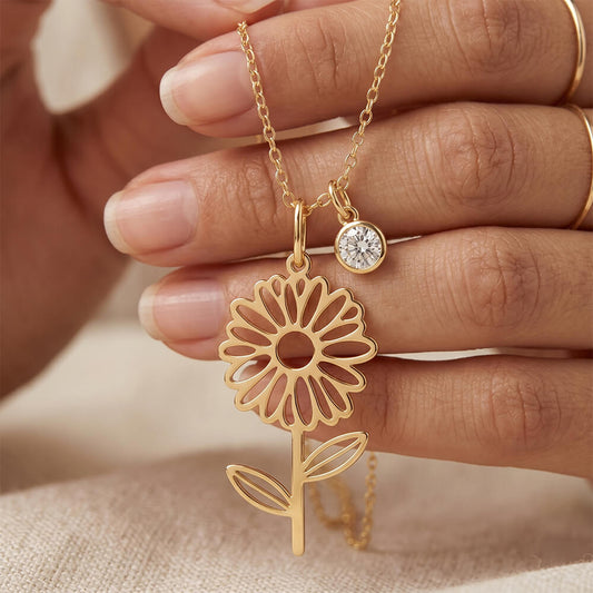 Birth Flower Birthstone Necklace