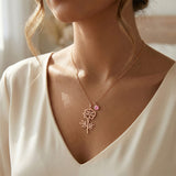 Birth Flower Birthstone Necklace
