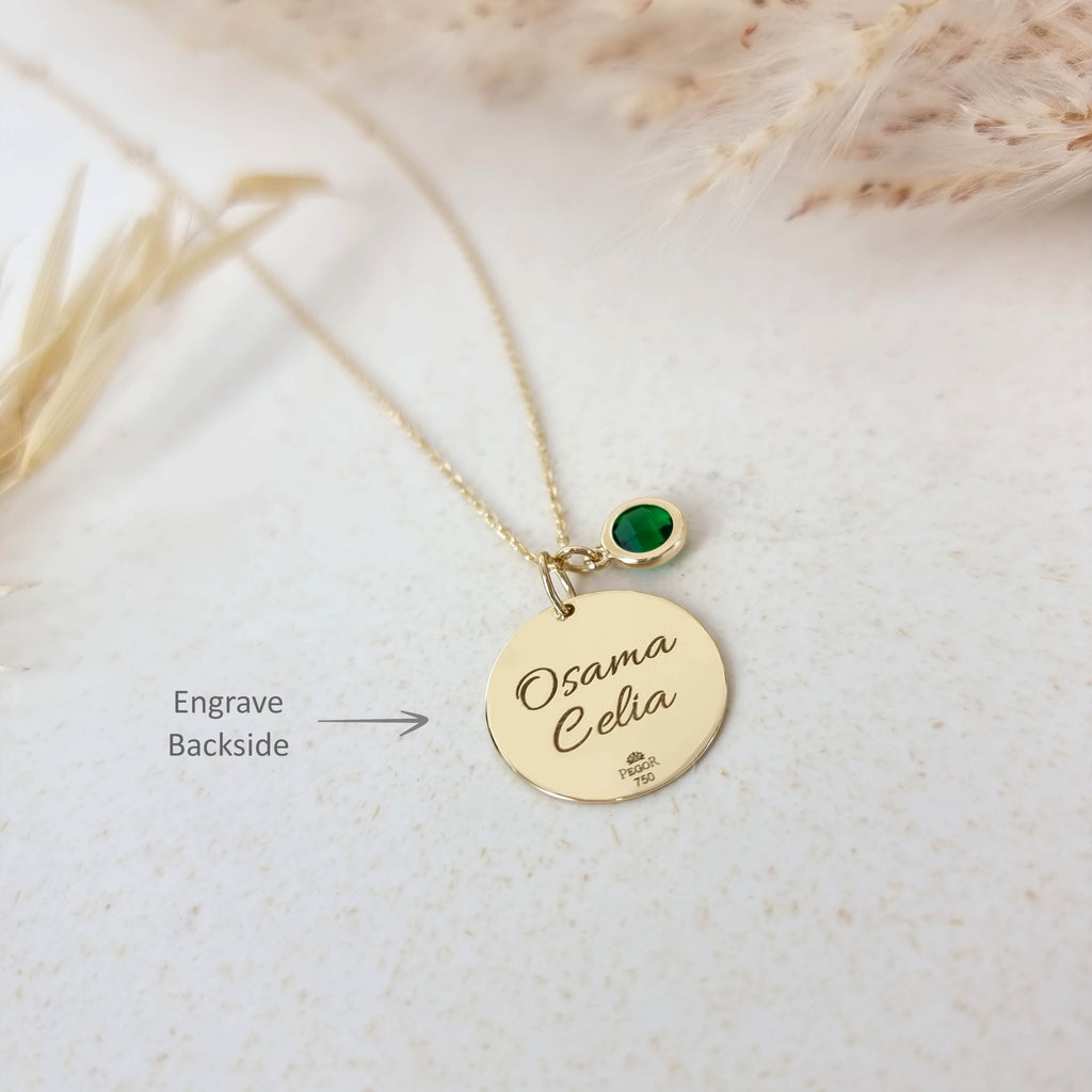 Birth Flower Round Pendant Necklace