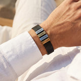 Black Plates Leather Bracelet