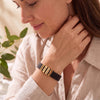 Black Leather Plates Bracelet