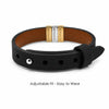 Black Leather Plates Bracelet