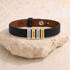 Black Leather Plates Bracelet
