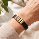 Black Leather Plates Bracelet