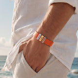 Coral Orange Leather Plates Bracelet