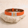 Coral Orange Leather Plates Bracelet