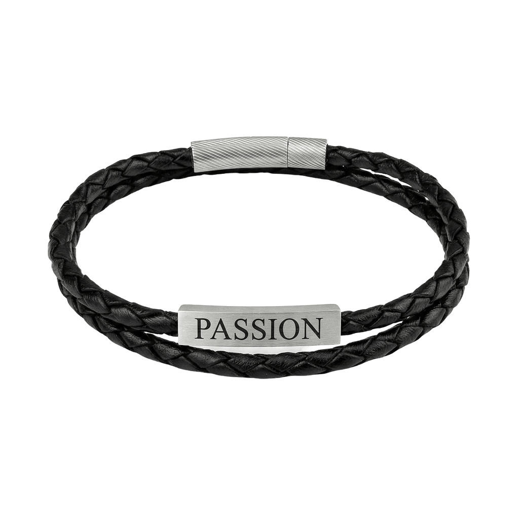 Cubic Bar Leather Bracelet