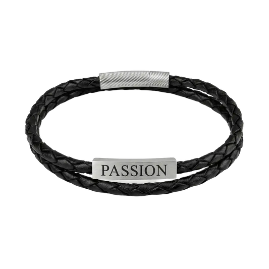 Cubic Bar Leather Bracelet
