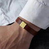 Dad's Initial & Kids Names Plates Leather Bracelet