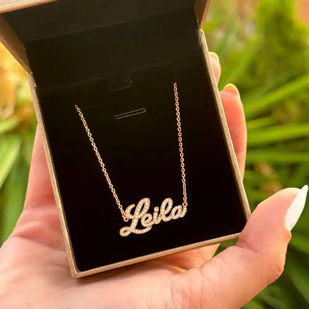 Custom Name Diamond Gold 18K Necklace | Pegor Jewelry - Pegor Jewelry