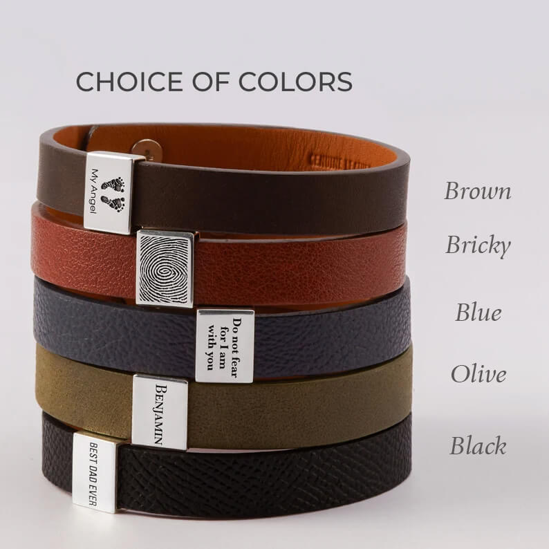 DAD est. Silver Leather Bracelet