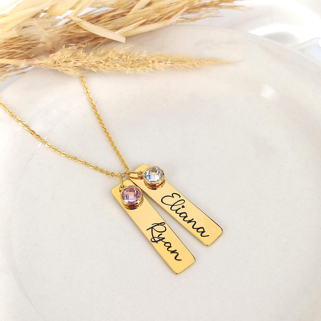 Flat Bar Birthstone Necklace