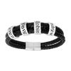 Custom Name Rings Double Leather Bracelet