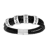 Custom Name Rings Double Leather Bracelet