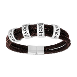 Custom Name Rings Double Leather Bracelet