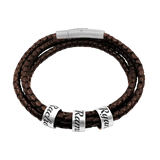 Custom Name Rings Triple Leather Bracelet