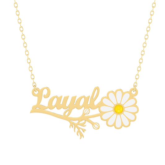 Daisy Flower Name Necklace