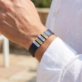 Dark Blue Plates Leather Bracelet