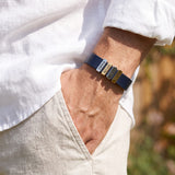 Dark Blue Plates Leather Bracelet