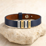 Dark Blue Plates Leather Bracelet