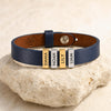 Dark Blue Leather Plates Bracelet