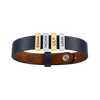 Dark Blue Leather Plates Bracelet