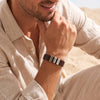 Dark Brown Leather Plates Bracelet