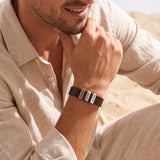 Dark Brown Leather Plates Bracelet