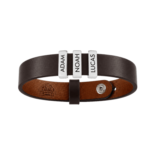 Dark Brown Leather Plates Bracelet