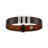 Dark Brown Leather Plates Bracelet