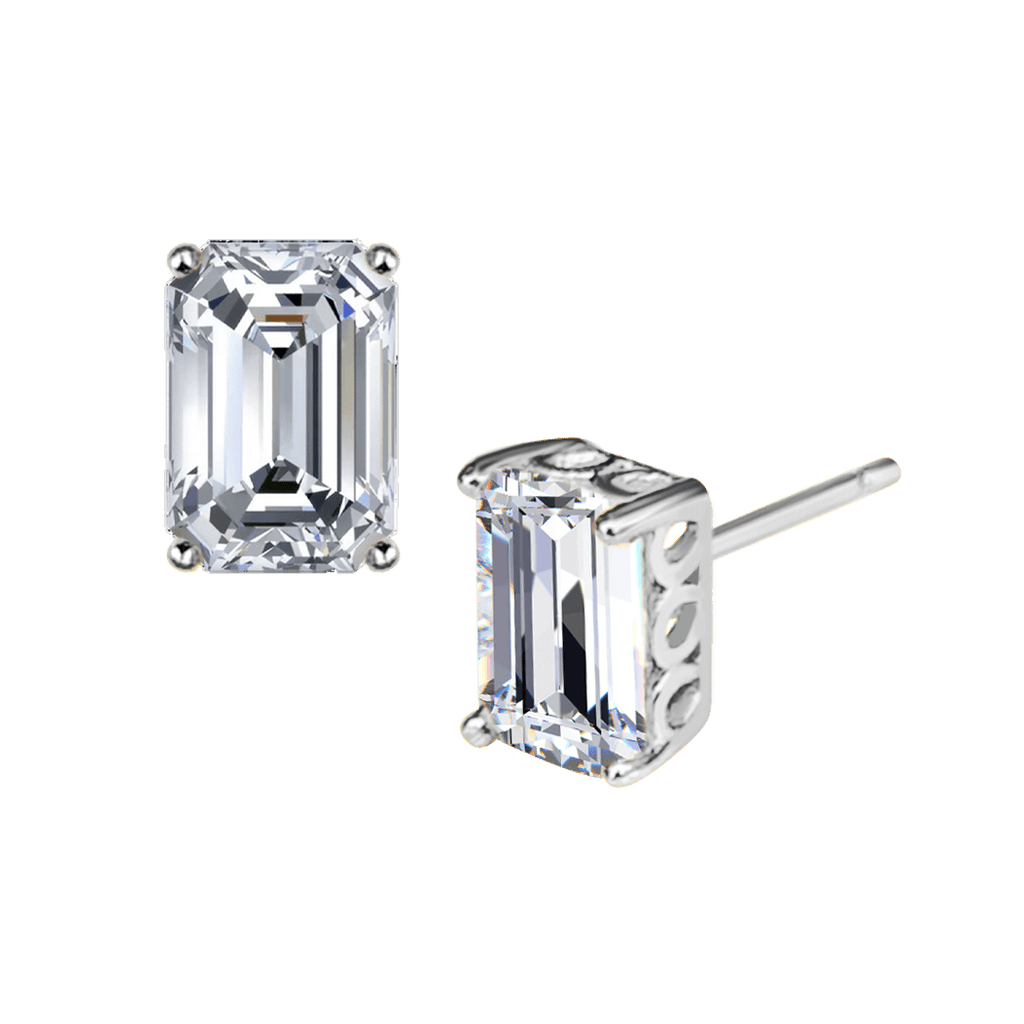 Emerald Cut Diamond Studs