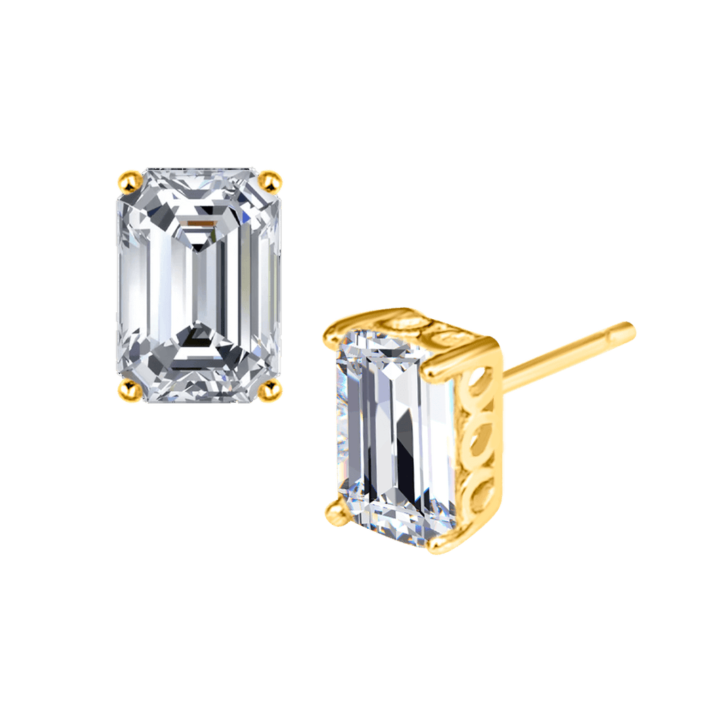 Emerald Cut Diamond Studs