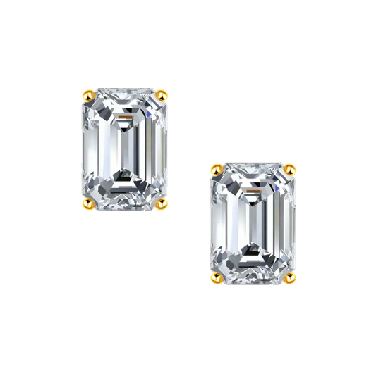 Emerald Cut Diamond Studs