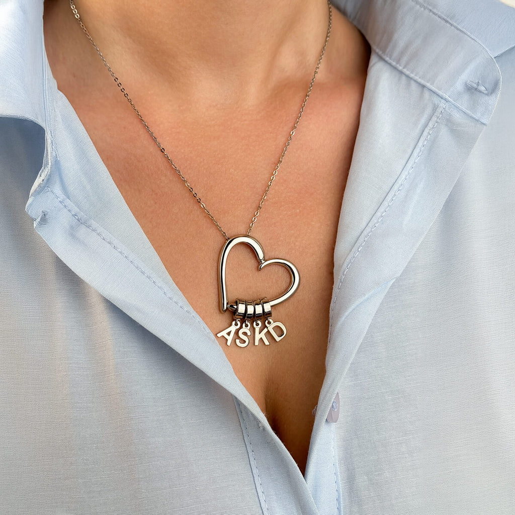 Love Heart Drop Initials Necklace