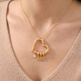Love Heart Drop Initials Necklace