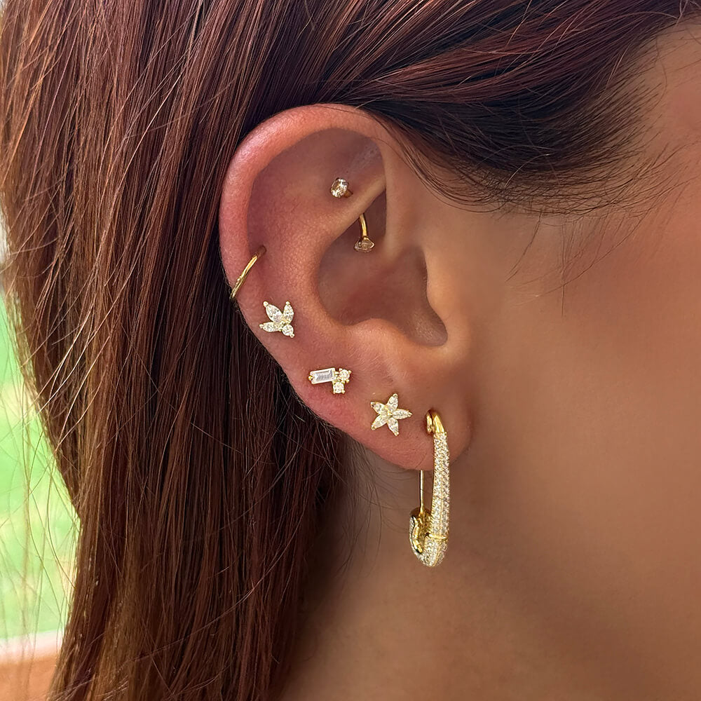 Safety Pin Diamond Earrings