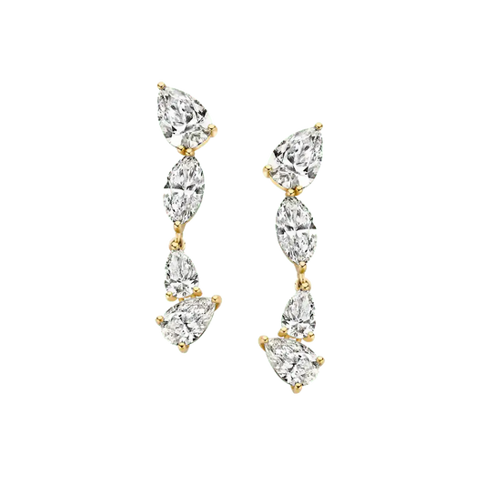 Multi Diamond Drop Earrings