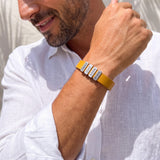 Mustard Yellow Leather Plates Bracelet